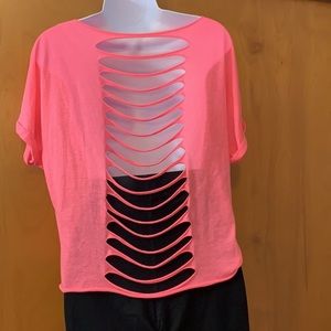 Miami Style hot pink cutout cap sleeve sho…